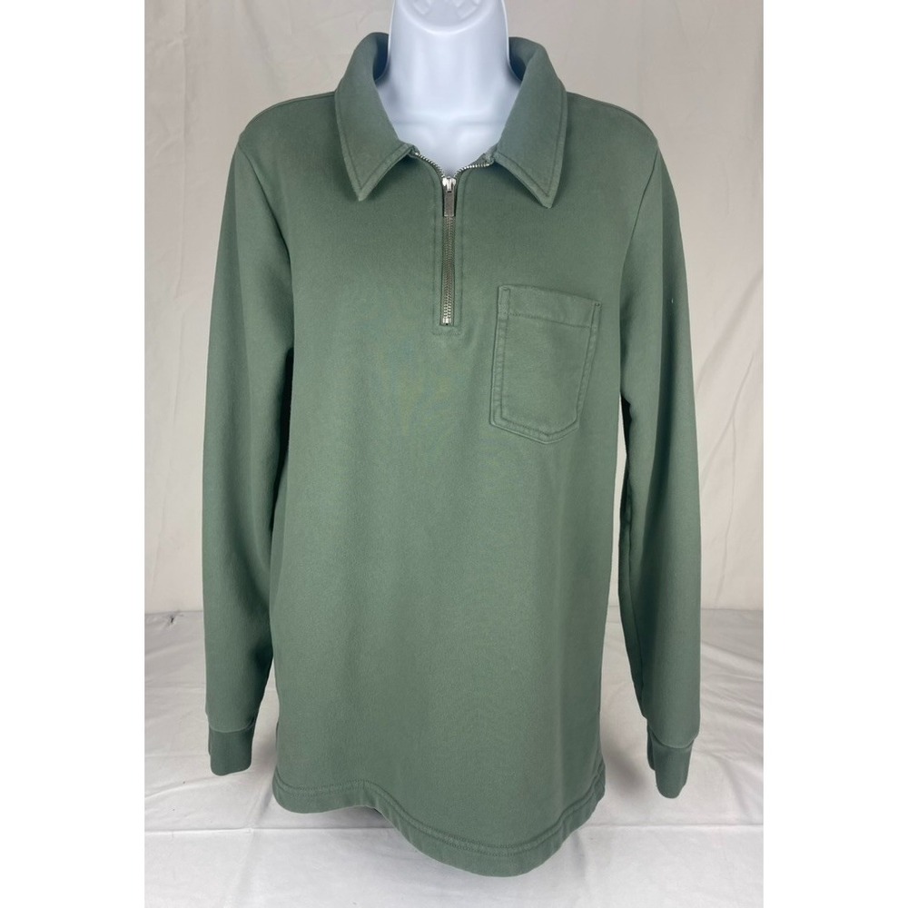 Lands End Serious Sweets 1/4 Zip Pullover Youth Medium 10-12 Green youth